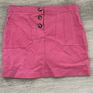 Pink Button-Front Mini Skirt